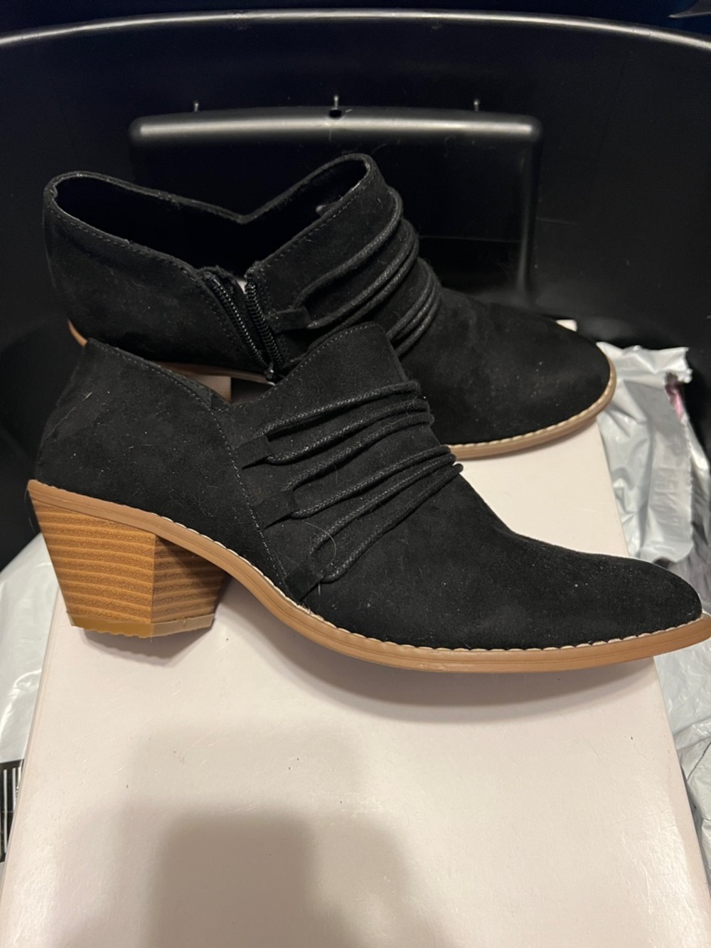 Rocket Dog Black Suede Ankle Boots with Rope Detail